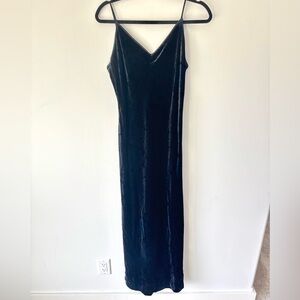 Lauren Ralph Lauren Silk Crushed Velvet Velour Black Maxi Slip Dress Floral